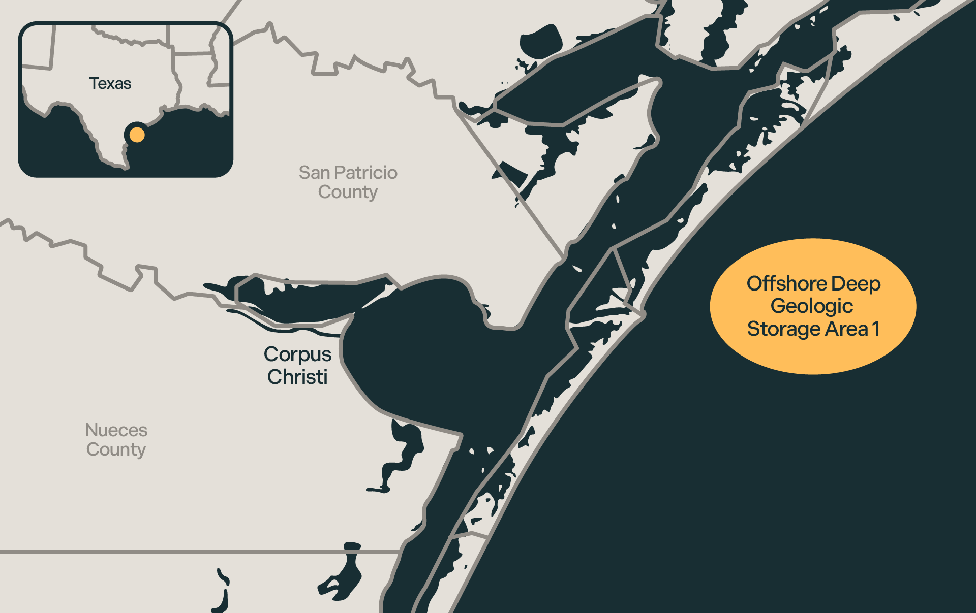 A map showing the location of the GulfGateway Storage Hub.